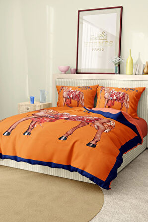 Marka Nevresim Takımı Çift Kişilik Pamuklu Saten Kumaş 6 Parça 3D Dijital Baskı Duvet Cover Set