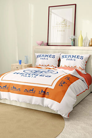 Marka Nevresim Takımı Çift Kişilik Pamuklu Saten Kumaş 6 Parça 3D Dijital Baskı Duvet Cover Set
