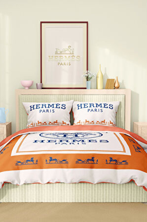 Marka Nevresim Takımı Çift Kişilik Pamuklu Saten Kumaş 6 Parça 3D Dijital Baskı Duvet Cover Set