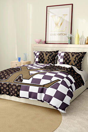 Marka Nevresim Takımı Çift Kişilik Pamuklu Saten Kumaş 6 Parça 3D Dijital Baskı Duvet Cover Set