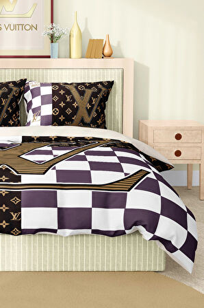 Marka Nevresim Takımı Çift Kişilik Pamuklu Saten Kumaş 6 Parça 3D Dijital Baskı Duvet Cover Set