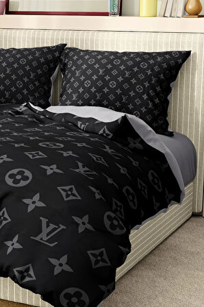Marka Nevresim Takımı Çift Kişilik Pamuklu Saten Kumaş 6 Parça 3D Dijital Baskı Duvet Cover Set Model No:72