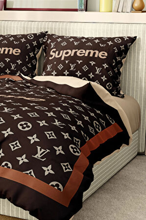 Marka Nevresim Takımı Çift Kişilik Pamuklu Saten Kumaş 6 Parça 3D Dijital Baskı Duvet Cover Set
