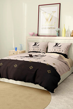 Marka Nevresim Takımı Çift Kişilik Pamuklu Saten Kumaş 6 Parça 3D Dijital Baskı Duvet Cover Set