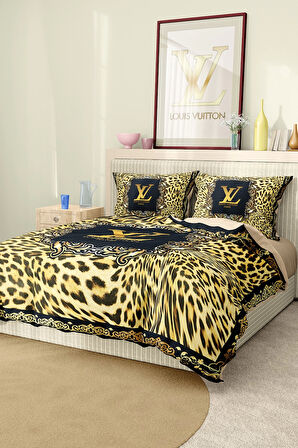 Marka Nevresim Takımı Çift Kişilik Pamuklu Saten Kumaş 6 Parça 3D Dijital Baskı Duvet Cover Set