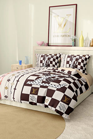 Marka Nevresim Takımı Çift Kişilik Pamuklu Saten Kumaş 6 Parça 3D Dijital Baskı Duvet Cover Set