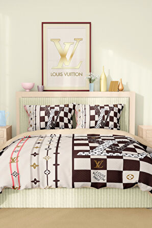 Marka Nevresim Takımı Çift Kişilik Pamuklu Saten Kumaş 6 Parça 3D Dijital Baskı Duvet Cover Set