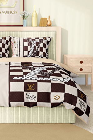 Marka Nevresim Takımı Çift Kişilik Pamuklu Saten Kumaş 6 Parça 3D Dijital Baskı Duvet Cover Set