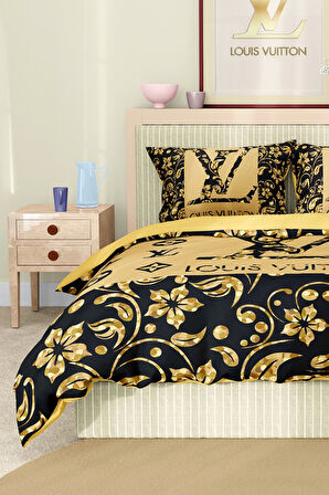 Marka Nevresim Takımı Çift Kişilik Pamuklu Saten Kumaş 6 Parça 3D Dijital Baskı Duvet Cover Set