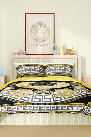 Marka Nevresim Takımı Çift Kişilik Pamuklu Saten Kumaş 6 Parça 3D Dijital Baskı Duvet Cover Set