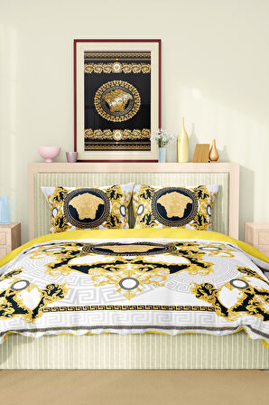 Marka Nevresim Takımı Çift Kişilik Pamuklu Saten Kumaş 6 Parça 3D Dijital Baskı Duvet Cover Set