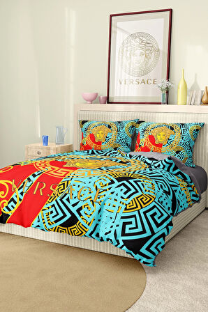 Marka Nevresim Takımı Çift Kişilik Pamuklu Saten Kumaş 6 Parça 3D Dijital Baskı Duvet Cover Set