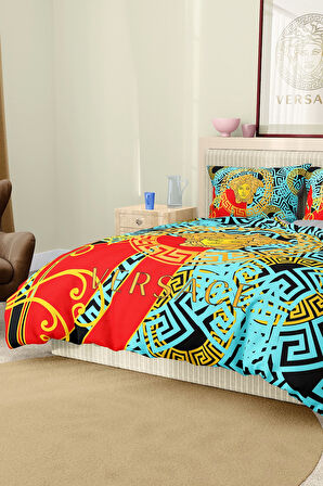 Marka Nevresim Takımı Çift Kişilik Pamuklu Saten Kumaş 6 Parça 3D Dijital Baskı Duvet Cover Set