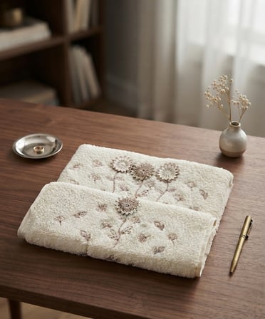 Mercan El İşi 3D Çiçekli 2 li Set (1 Adet 30x50 cm ve 1 Adet 50x90 cm )%100 Pamuk