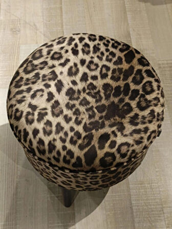 MERCAN MOBİLYA Leopar Desenli Puf Bench  43 cm