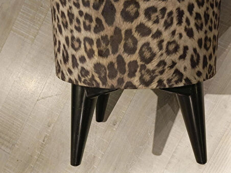 MERCAN MOBİLYA Leopar Desenli Puf Bench  43 cm