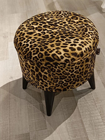 MERCAN MOBİLYA Leopar desenli Puf Bench 43 cm