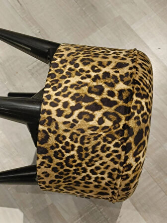 MERCAN MOBİLYA Leopar desenli Puf Bench 43 cm