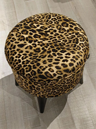 MERCAN MOBİLYA Leopar desenli Puf Bench 43 cm