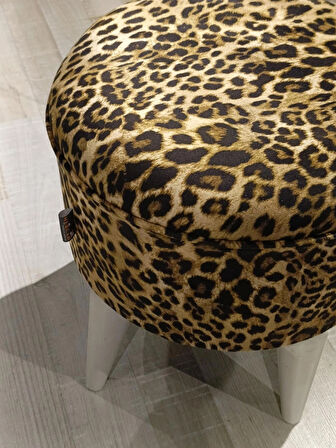 MERCAN MOBİLYA Leopar Desenli Puf Bench 43cm