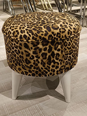 MERCAN MOBİLYA Leopar Desenli Puf Bench 43cm