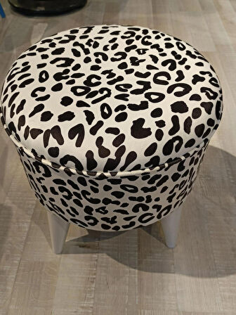 MERCAN MOBİLYA Leopar Desenli Puf Bench 43 cm 