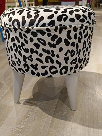 MERCAN MOBİLYA Leopar Desenli Puf Bench 43 cm 