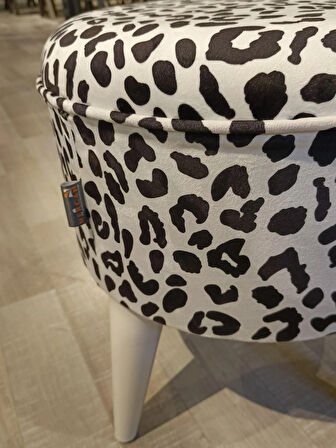 MERCAN MOBİLYA Leopar Desenli Puf Bench 43 cm 