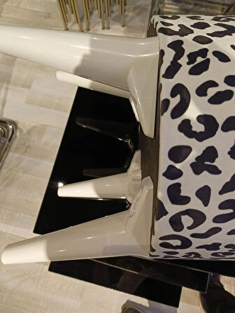 MERCAN MOBİLYA Leopar Desenli Puf Bench 43 cm 