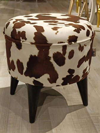 MERCAN MOBİLYA Leopar Desenli Puf Bench 43 cm