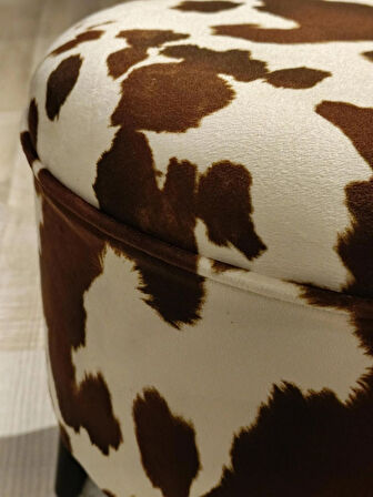MERCAN MOBİLYA Leopar Desenli Puf Bench 43 cm