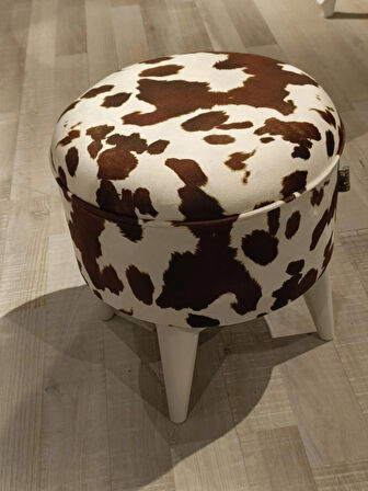 MERCAN MOBİLYA Leopar Desenli Puf Bench 43 cm