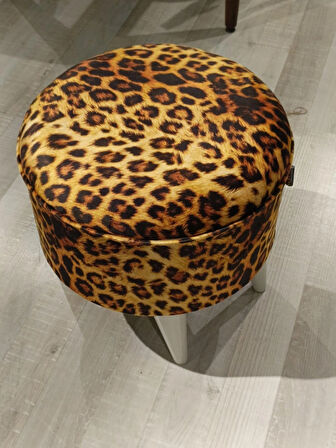 MERCAN MOBİLYA Leopar Desenli Puf Bench 43 cm