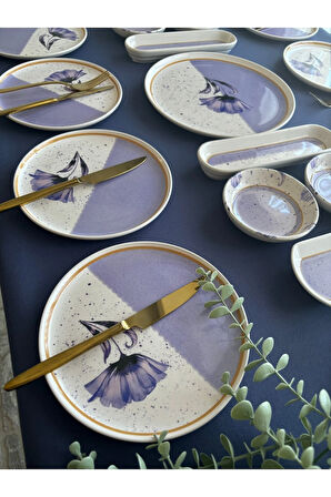 Gelincik Model 12 Kişilik 21 Parça Kahvaltı Takımı (Mor)