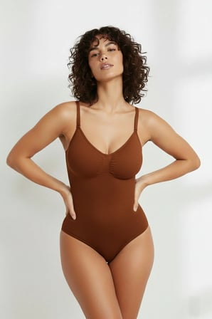 Mamey 3 Bölge Etkili (ALTTAN KANCALI) Çıtçıtlı Seamless Body Korse Kahve Renk10