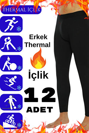 Erkek Termal İçlik Siyah İçi Polar Kışlık 12 Adet