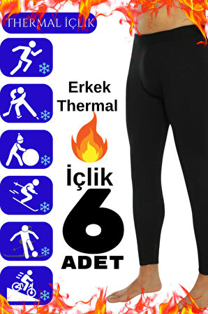 Erkek Termal İçlik Siyah İçi Polar Kışlık 6 Adet
