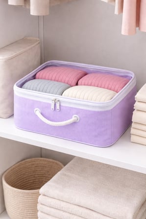 Şeffaf Kapaklı Hurç – 28x32x15 cm Orta Boy Dolap İçi Kıyafet ve Havlu Düzenleyici