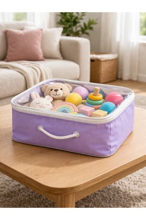 Şeffaf Kapaklı Hurç – 28x32x15 cm Orta Boy Dolap İçi Kıyafet ve Havlu Düzenleyici