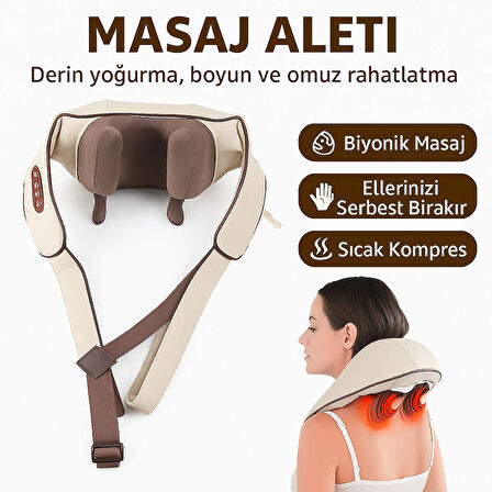 Isıtmalı Yoğurma Masaj Aleti Boyun, Omuz ve Sırt İçin Elektrikli Masaj Cihazı