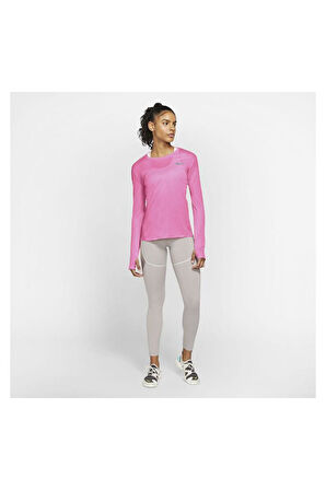 W Nk Miler Top Ls Kadın Pembe Koşu Uzun Kollu Tişört 