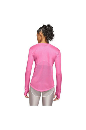 W Nk Miler Top Ls Kadın Pembe Koşu Uzun Kollu Tişört 