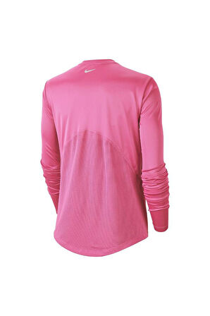W Nk Miler Top Ls Kadın Pembe Koşu Uzun Kollu Tişört 