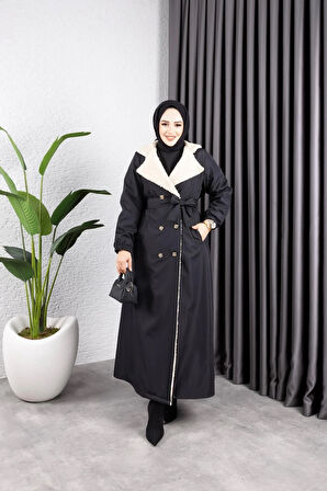 Kadın Düğmeli İçi Kürklü Mont