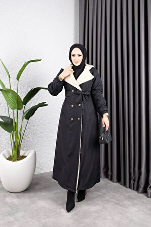 Kadın Düğmeli İçi Kürklü Mont