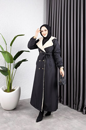 Kadın Düğmeli İçi Kürklü Mont