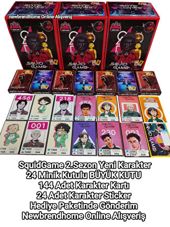 SquidGame 2. Sezon (24 Minik Kutulu 144 Karakter Kartı 24 Sticker) Jokeri Bul Maskeyi Kazan