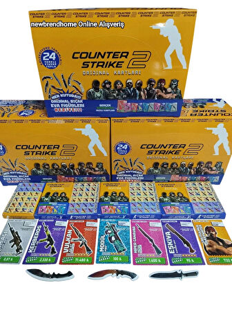 Counter-Strike 2 Oyun Kağıtları (48 Mini Kutu 192 Adet Kart 48 Adet Eva Bıçak Figürleri)