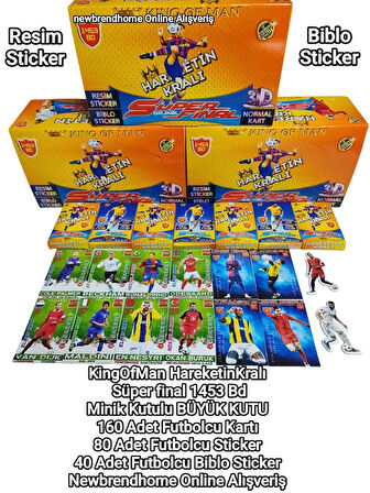 KingOfMan Hareketin Kralı (40 Mini Kutu-160 Adet Futbolcu Kartı -80 Adet Futbolcu Sticker -40 Adet Biblo Sticker) Futbolcu kartları Süper Final 1453 BD