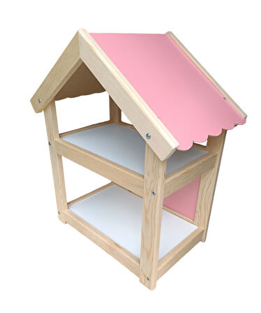 Montessori Ahşap 2 Katlı Oyuncak Bebek Evi